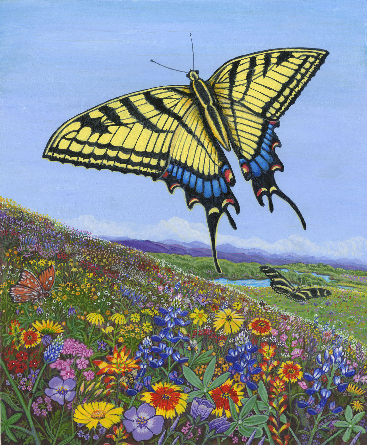 Wildflowers and Butterflies, a painting by Joy Fisher Hein